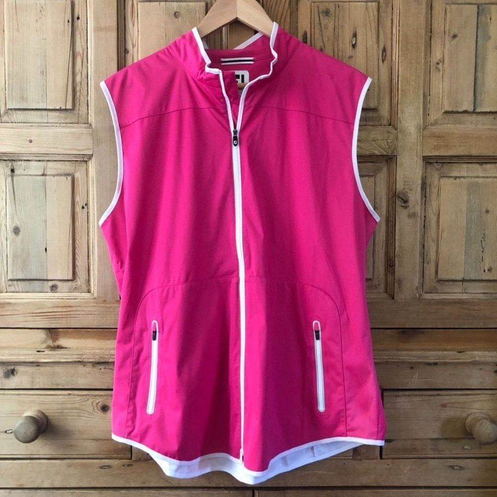 FootJoy Hot Pink Sleeveless Golf Vest with White Trim
